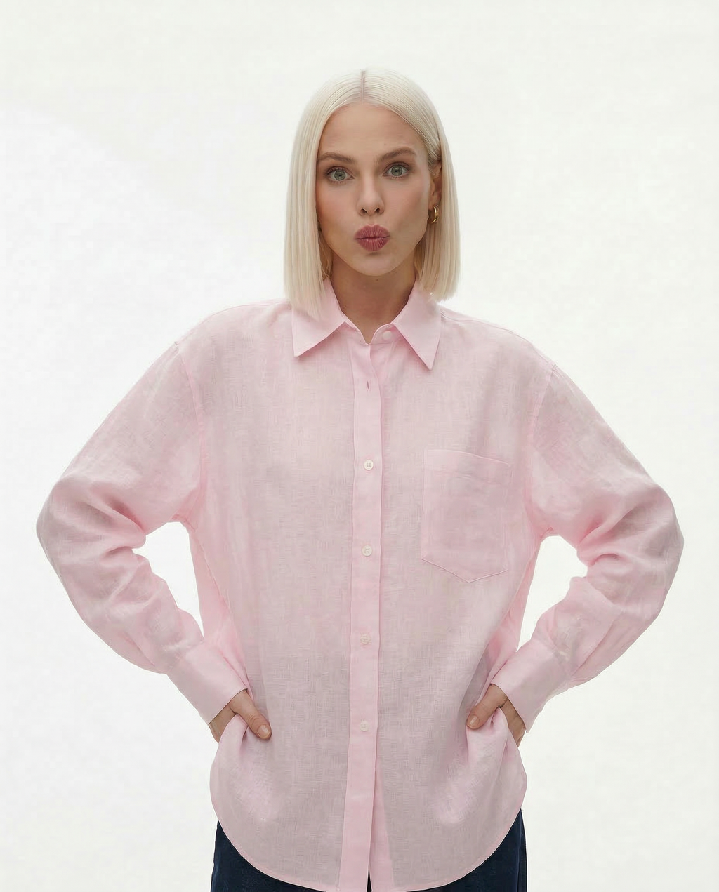 Linen Oversized Blouse for Women - Casual Chic Top for Everyday Wear