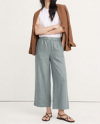 Pleated Wide Leg Linen Pants for Women - Casual Summer Trousers