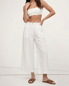 Pleated Linen Culotte Pants for Women - Lightweight, Casual Summer Trousers
