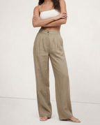Pleated Linen Culotte Pants for Women - Lightweight, Casual Summer Trousers