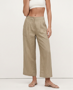 Pleated Linen Culotte Pants for Women - Lightweight, Casual Summer Trousers