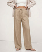 Straight Linen Drawstring Pants for Casual Wear - Lightweight and Comfortable