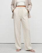 Straight Linen Drawstring Pants for Casual Wear - Lightweight and Comfortable