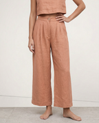 Pleated Linen Culotte Pants for Women - Lightweight, Casual Summer Trousers