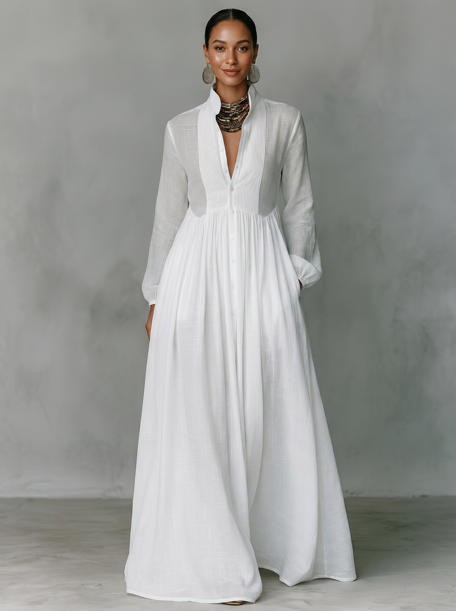 Cotton Linen Collared Maxi Dress for Women UK – Wedding Guest Summer Occasion Wear & Cocktail Attire