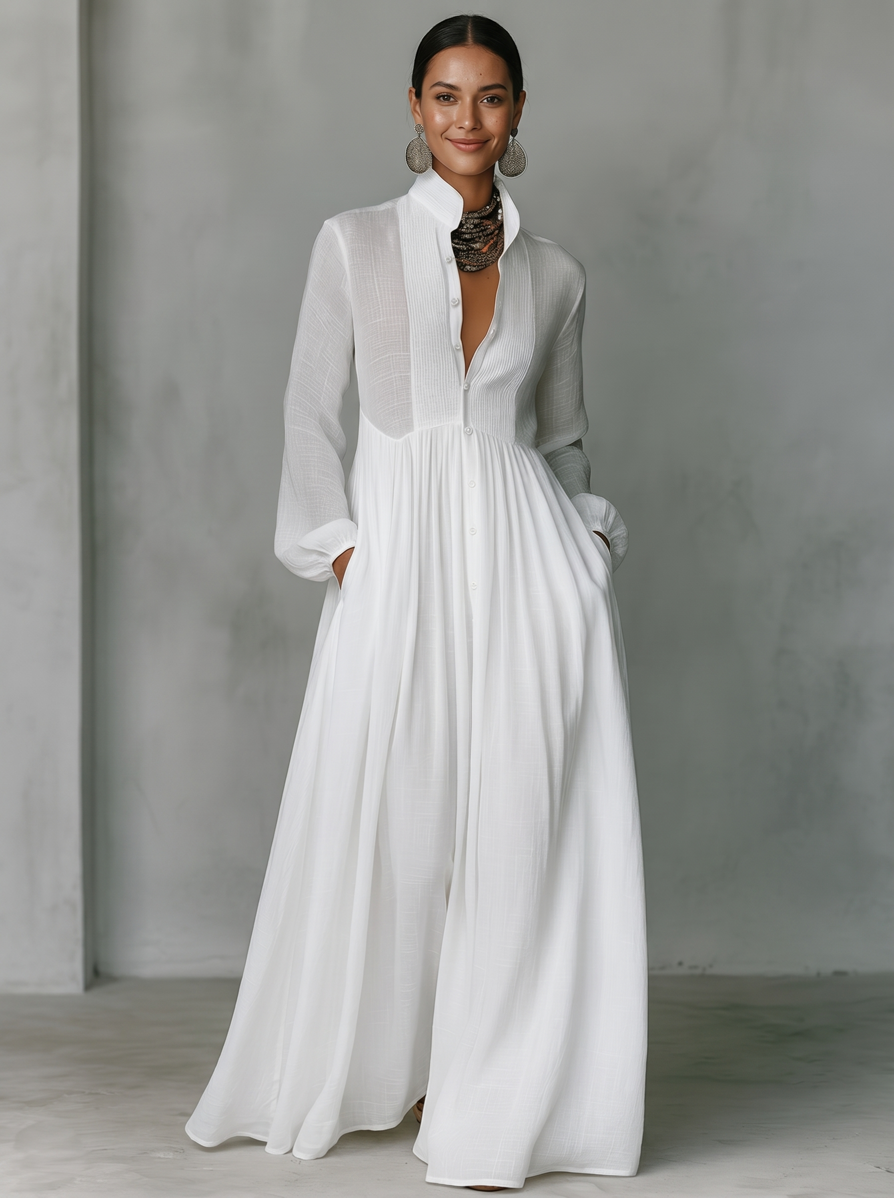 Cotton Linen Collared Maxi Dress for Women UK – Wedding Guest Summer Occasion Wear & Cocktail Attire