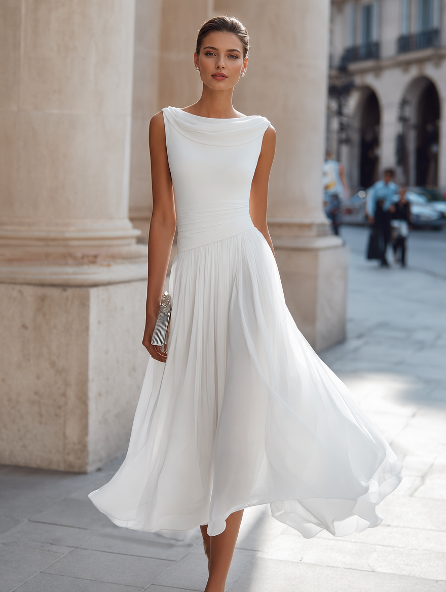 Sleeveless Pleated Maxi Dress for Women UK – Evening Gown Black Tie & Cocktail Attire