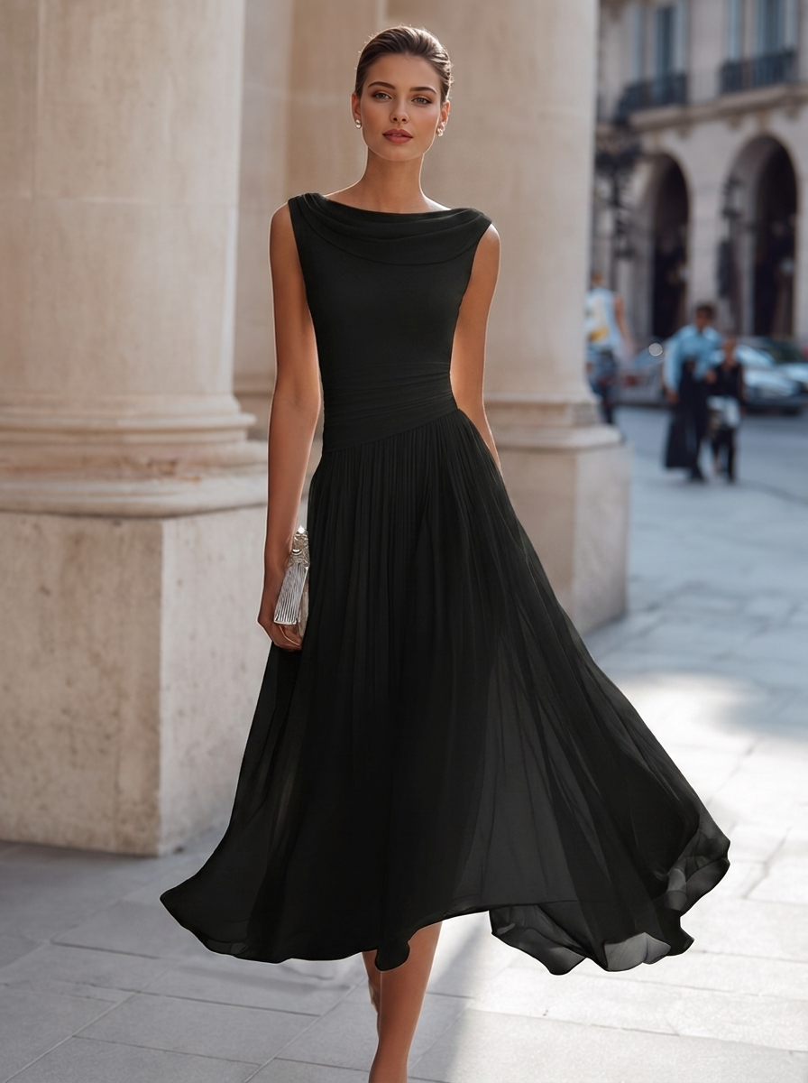 Sleeveless Pleated Maxi Dress for Women UK – Evening Gown Black Tie & Cocktail Attire