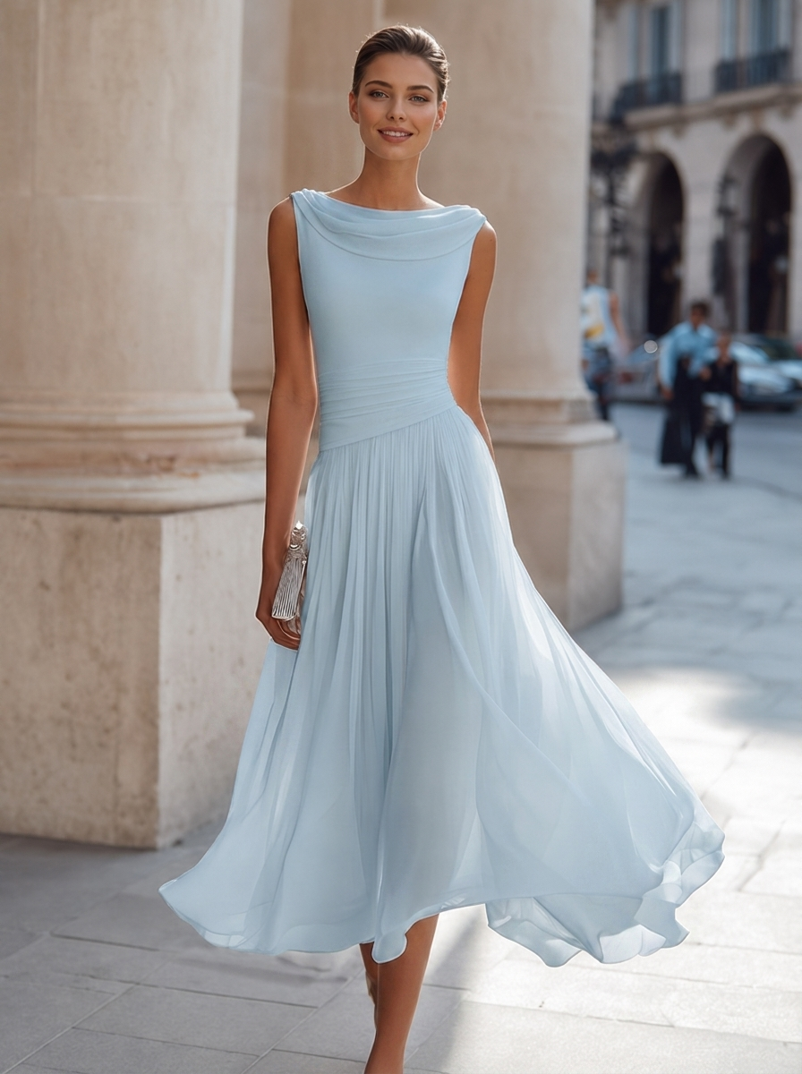 Sleeveless Pleated Maxi Dress for Women UK – Evening Gown Black Tie & Cocktail Attire