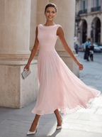 Sleeveless Pleated Maxi Dress for Women UK – Evening Gown Black Tie & Cocktail Attire
