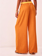 Linen Drawstring Trousers for Women - Lightweight Casual Pants for Everyday Wear