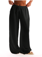 Linen Drawstring Trousers for Women - Lightweight Casual Pants for Everyday Wear