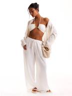 Linen Drawstring Trousers for Women - Lightweight Casual Pants for Everyday Wear
